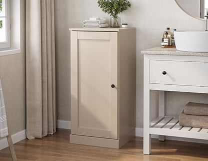 100% Solid Wood 16.5" Small Bathroom Cabinet, Shaker Wood Door - color: Beige, style: Shaker Door