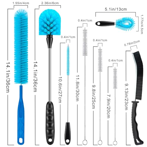 Bottle Brush Cleaning Set - Multi Cup Brush, Water Bottle Cleaner, Crevice Cleaning Brush Pipe & Tube Brushes for Tight Spaces, Grout Brush Cleaner Brush Long Straw Cleaner Brush