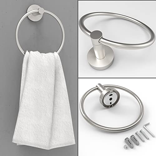 RARXTR Brushed Toilet Paper Holder & Towel Ring SUS304 Stainless Steel 2pc Bathroom Hardware Set with Double Post Pivoting Toilet Paper Roll Holder Wall Mount & Bathroom Towel Holder Set - color: Brushed Nickel, size: 2-Piece