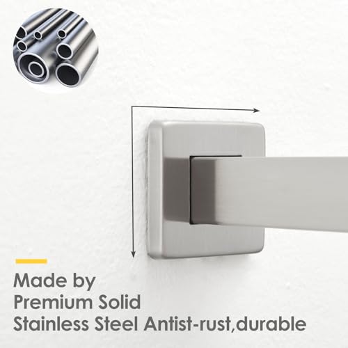 16 Inch Shower Head Extension Arm with Flange, Shower Rod, Nickel | Square Straight Rain Showerhead Extended Arms, Shower Pipe Extender Arm Replacement, Wall Mounted, SUS304 Stainless Steel - color: Nickel