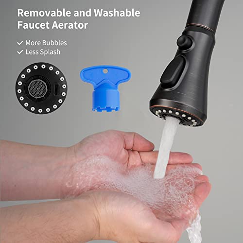 Hibbent Pull Down Spray Head, NSF/ANSI/CAN 61 & CUPC Certified 3-Function Spray Nozzle, 15 Adapters, Kitchen Sink Faucet Head Replacement Compatible with Moen, Delta, Kohler, Oil-Rubbed Bronze - color: Oil Rubbed Bronze, style: 2.5 Gallon Per Minute