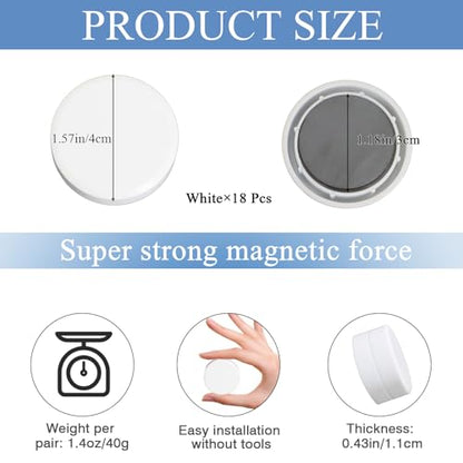 ZYNERY 18 Pcs Shower Magnets for Curtain Liner, Magnetic Shower Curtain Weights, Shower Curtain Magnets Weights, Shower Curtain Weights Bottom, Weights for Outdoor Curtains Flag Tablecloth （White） - color: White