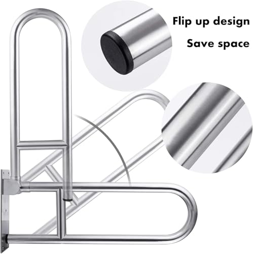 Toilet Grab Bar 31.5inch,Stainless Steel Foldable Bathroom Support Rail,Anti-Slip Handicap Grab Bars Safety Rails, For Seniors,Elderly,Pregnant,Disabled,Shower Grab Bars Supports 350lbs Load-1.26 Tube - style: Foldable 31.5"