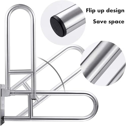 Toilet Grab Bar 31.5inch,Stainless Steel Foldable Bathroom Support Rail,Anti-Slip Handicap Grab Bars Safety Rails, For Seniors,Elderly,Pregnant,Disabled,Shower Grab Bars Supports 350lbs Load-1.26 Tube - style: Foldable 31.5"