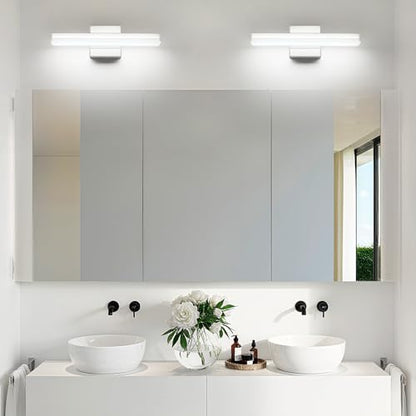 SineRise 16-Inch LED Modern Bathroom Vanity Light Bar, Chrome Modern Acrylic Bathroom Wall Lighting Fixtures Over Mirror (Cool White 6000K) - color: Chrome-Cool White, size: 16-Inch