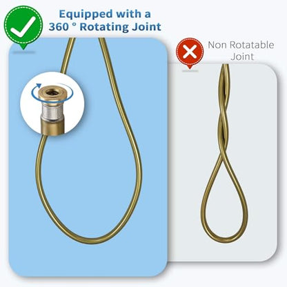 TRIPHIL Kink-free Silicone Shower Hose, 59" Extra Long Flexible RV Handheld Shower Head Hose Replacement with Brass Insert and Nut, Premium Anti-Explosion Brushed Gold - color: Brushed Gold, size: 59 Inch