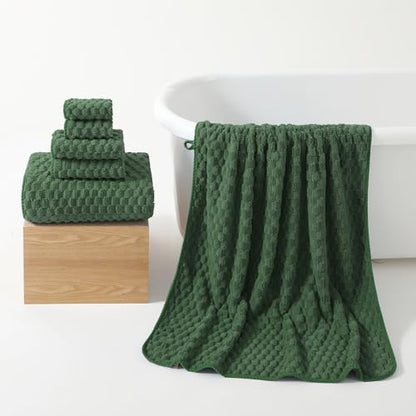 REDKISS Olive Green Microfiber Towels Set of 6-35x70 Inches Oversized Bath Sheets, Extra Large Bath Towels Set of 6, Super Soft Quick Dry Lint Free Absorbent Waffle Microfiber Shower Towels - color: Olive Green 06, size: 6 Pack Large Towel Set