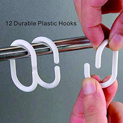 SUJAYU EVA Shower Curtain Liner with 12 Plastic Hooks, 72x72 Inch for Shower Stall & Bathtubs, 3D Pebble Bathroom Curtains, Odorless & Non Toxic, Semi-Transparent