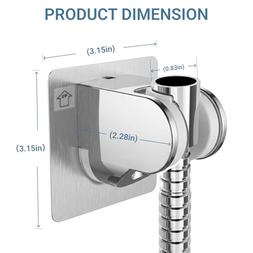 Adhesive Shower Head Holder, No Drill Wall Mount Adjustable Handheld Showerhead Bracket for Bathroom, RV, Kids Shower（Chrome） - style: Silver