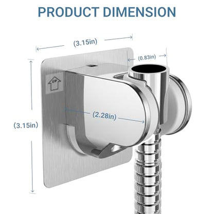 Adhesive Shower Head Holder, No Drill Wall Mount Adjustable Handheld Showerhead Bracket for Bathroom, RV, Kids Shower（Chrome） - style: Silver