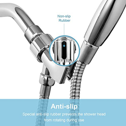OFFO Shower Head Holder with Solid Metal Ball Joint for Handheld Shower Head, Adjustable Shower Arm Mount for Connecting Shower Arm and Shower Hose, 1/2 in IPS Female Inlet and Male Outlet, Chrome - style: Chrome