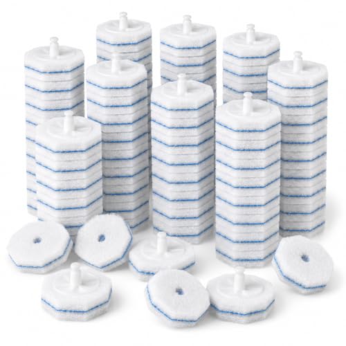 100 pack disposable toilet brush refills compatible with Clorox toilet brushes, water-activated foam, secure snap-on fit, non-scratch cleaning pads, hygienic disposable brush heads - color: 100Pack