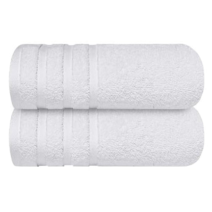 Infinitee Xclusives 100% Ring-Spun Cotton Bath Towels for Bathroom - Pack 2 | Luxury Super Soft, Absorbent & Quick-Drying |27x54 inches| Large Bathroom Towels Set |600 GSM| Gym, Shower, Spa & Hotel Use - color: Brilliant White