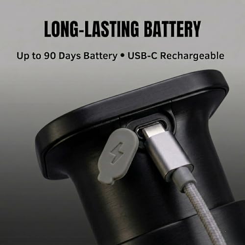 Automatic Soap Dispenser with Digital Display, Touchless Sensor, USB-C Rechargeable, No Drip Pump, 3-Level Adjustable, IPX5 Waterproof, 450ml Capacity – Modern Bathroom & Kitchen Countertop (Black) - color: Black