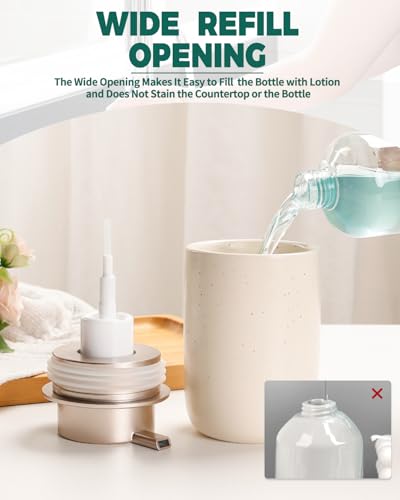 BosilunLife Foam Soap Dispenser, Hand Pump Dispenser for Kitchen Sink | Ceramic Foaming Hand Dispenser for Bathroom Modern Farmhouse Small Soap Dispenser Lotion (Apricot, Foam Pump) - color: Apricot-foam Pump
