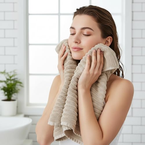 6 Pack Soft Microfiber Hand Towels for Bathroom, 16"x30", Beige | Face Towels, Highly Absorbent, Quick Dry, Low Lint, Hanging Loop, Lightweight Towels for Guest Bath, Gym, Travel & Kitchen - color: Beige