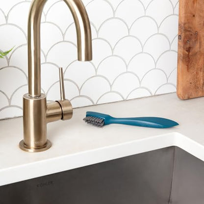 Full Circle Clean Ocean Small Grout Brush, Tough Bristles, Cleans Crevices, Sustainably Made 100% from Recycled Ghost Fishing Nets, Safe for Nonstick - size: Grout Brush