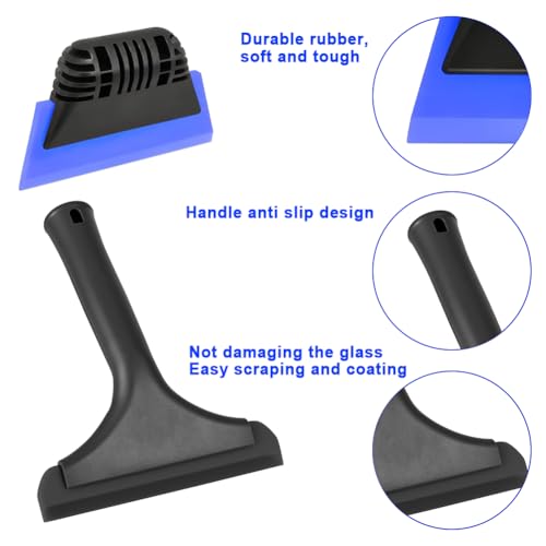 Window Tint Tool All-Purpose 6" Silicone Cleaning Squeegee 5 inch Handy Small Rubber Window Squeegee Auto Water Blade for Car Windshield, Window, Mirror, Glass Door,Shower (Black and Blue) - color: Black and Blue