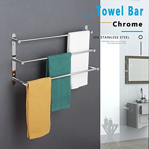 KOKOSIRI Bath Towel Bars Bathroom 3-Tiers Ladder Towel Rails Wall Mounted Towels Shelves Rack Stainless Steel, Polished Chrome, B5002CH-L24