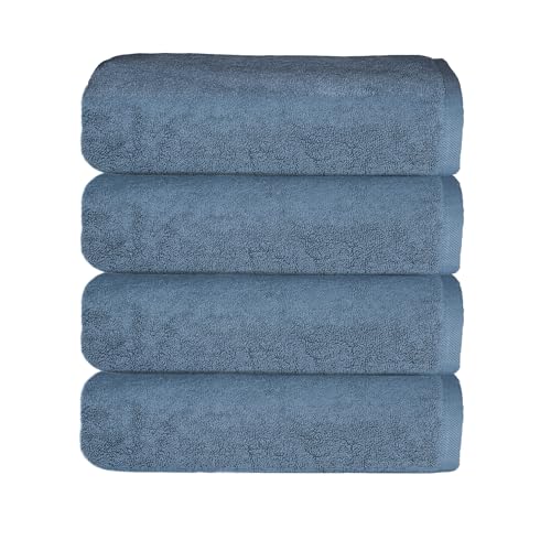 Soleil Fine Goods Luxurious 800 GSM 100% Cotton Bath Towel Set (4-Pack, 27x54) - Heavyweight & Ultra Absorbent, Plush Softness for Bathroom | Hotel & Spa Quality Luxury Towels- Blue Grey - color: Blue Grey