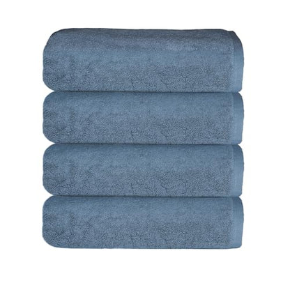 Soleil Fine Goods Luxurious 800 GSM 100% Cotton Bath Towel Set (4-Pack, 27x54) - Heavyweight & Ultra Absorbent, Plush Softness for Bathroom | Hotel & Spa Quality Luxury Towels- Blue Grey - color: Blue Grey