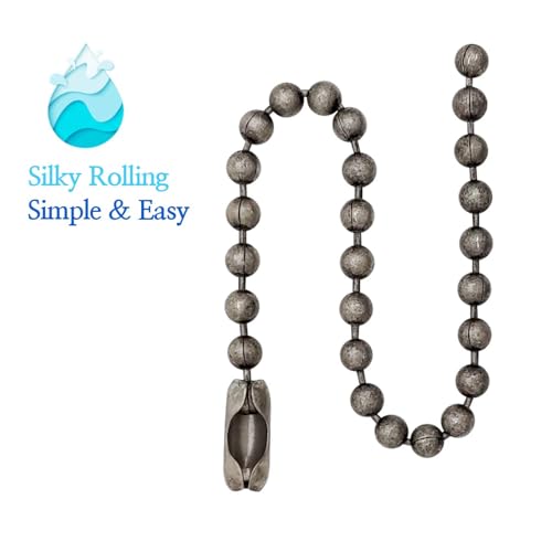 Stainless Steel Shower Curtain Hooks, 55 Inch Ball Chain Design, 12 Pack Rust-Resistant Metal Curtain Rings for Bathroom Rods, Heavy Duty 4.5mm Shower Curtain Hangers - color: Stainless Steel