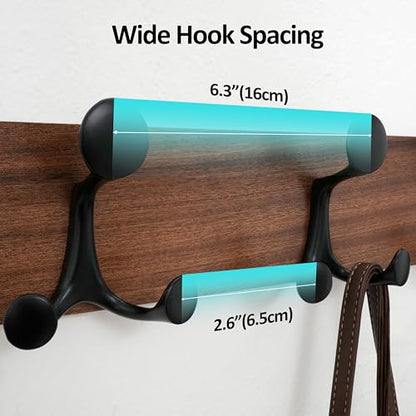 WEBI Coat Rack Wall Mount,17" Solid Wood Coat Hooks Wall Mounted Coat Hanger,16" Hole to Hole,Heavy Duty 3 Triple Hooks for Hanging Coats,Jacket,Hat,Backpack,Farmhouse,Reddish Brown,2 Packs - color: Reddish Brown, size: 17 Inch(2 Pcs)
