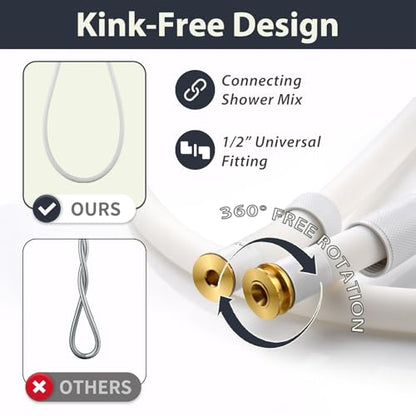 69 Inches Extra Long Silicone Shower Hose White | Anti-kink Showerhead Hose, Used In Showerheads Spray Bidet Bathing Toilet Cleaning Flexible RV Shower Hoses Replacement - color: White, size: 69 In