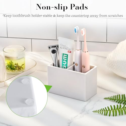 Luxspire Diatomite Toothbrush Holder, 2 Slots, Light Gray | Fast Drying, Diatomaceous Earth, Electric Tooth Brush and Toothpaste Organizer, For Bathroom Kitchen Vanity Countertop - color: Light Gray, style: 2 Slots