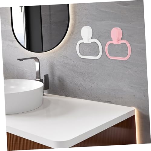 Uonlytech 2Pcs Self Adhesive Towel Ring Plastic Towel Holder for Bathroom and Kitchen No Drill Hand Towel Rack Versatile Adhesive Towel Rings for Easy Installation and Sturdy Use