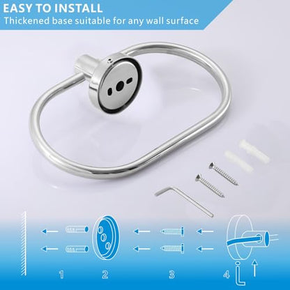 Towel Ring for Bathroom, Chrome Towel Bar Hangers Wall Mount, Stainless Steel Hand Towel Holder, Modern Round Towel Hanger by Eolax - color: Chrome