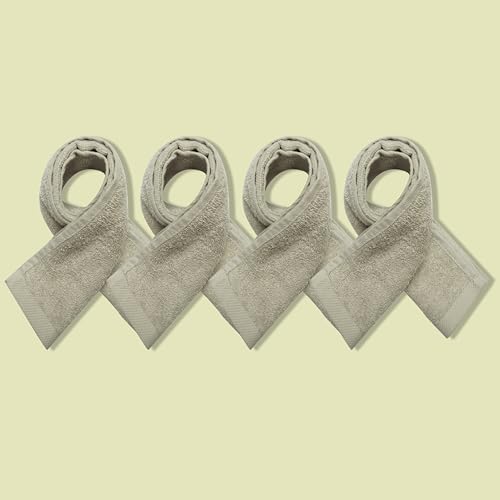 Fingertip Towel, 11x18, Terry Velour Premium Washcloths, 100% Cotton, Soft, Guest Towels, Silver Gray (Pack of 4) - color: Silver Gray