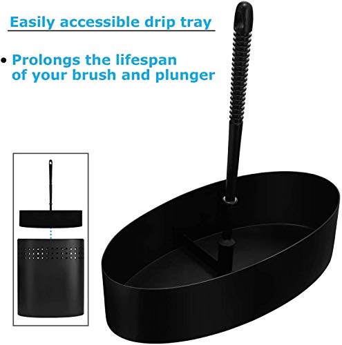 Blue Donuts Toilet Brush and Plunger Set with Holder, Modern Black Bathroom Accessories Toilet Plunger and Toilet Bowl Brush Combo - color: Black