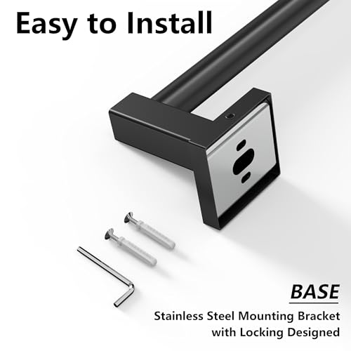 Towel Bar, Towel Racks for Bathroom Wall Mounted, Matte Black | Adjustable 12.7 to 23.2 Inch Single Towel Rod, 304 Stainless Steel Towel Holder, Rustproof, Square Base, Heavy Duty, Modern - color: Matte Black, size: Wall-Mounted
