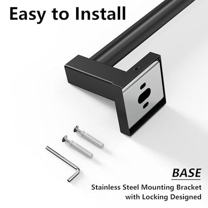 Towel Bar, Towel Racks for Bathroom Wall Mounted, Matte Black | Adjustable 12.7 to 23.2 Inch Single Towel Rod, 304 Stainless Steel Towel Holder, Rustproof, Square Base, Heavy Duty, Modern - color: Matte Black, size: Wall-Mounted