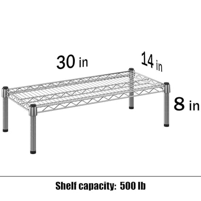 14" Deep x 30" Wide x 8" Height 1-Tier Wire Shelving Kit | NSF Commercial Storage Rack Unit - size: 14" Deep x 30" Wide