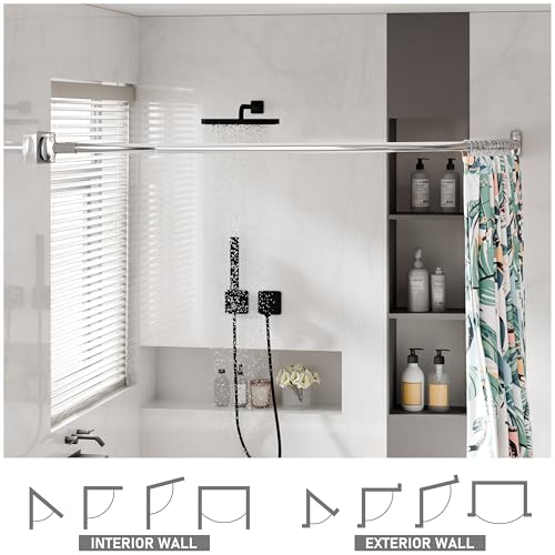 Curved Shower Curtain Rod, Need to Drill, 35-76 inches Adjustable Curved Shower Rod Rustproof Shower Rod Round Shower Curtain Rod for Bathroom, Bathtub, Stall, Stainless Steel, Chrome - color: chrome