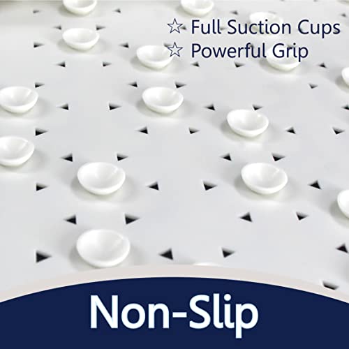 SafeLand- Non-Slip Bath, Shower, Tub Mat, TPR Material, Eco-Friendly, Non-PVC, Machine Washable, No Odor, with Powerful Suction Cups and Drain Holes, Tweed (15"x30" Gray) - color: Gray