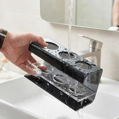 3 Slots Acrylic Electric Toothbrush Holders for Bathrooms(Black) | Tooth brush and Toothpaste Holder,Countertop use or Wall Mounted, small bathroom counter organizer,toothbrush stand - size: 3 slot