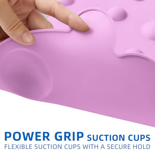 Non-Slip Bathtub Mat ZHICHENG Soft Rubber Bathroom Bathmat with Strong Suction Cups (Pink) - color: Pink