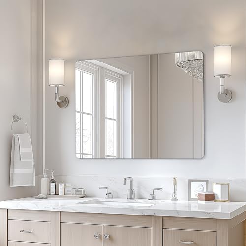 USHOWER Frameless Bathroom Mirror for Over Sink, 40x30 Inch | Rectangular Vanity Mirror for Wall, Shatterproof Tempered Mirror for Living Room, Bedroom, Entryway Upgrade & Remodel - color: Frameless, size: 30"L x 40"W