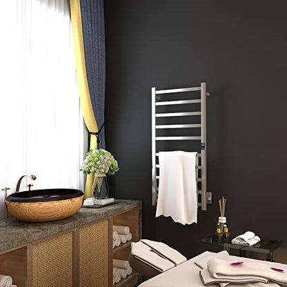 Smart Wireless Electric Towel Warmer | Blade Thin 10 Bar Design | Hardwired & Plug-in | Alexa & Google Home Compatible | Brushed Finish - color: Brushed, size: 10-Bar Wifi