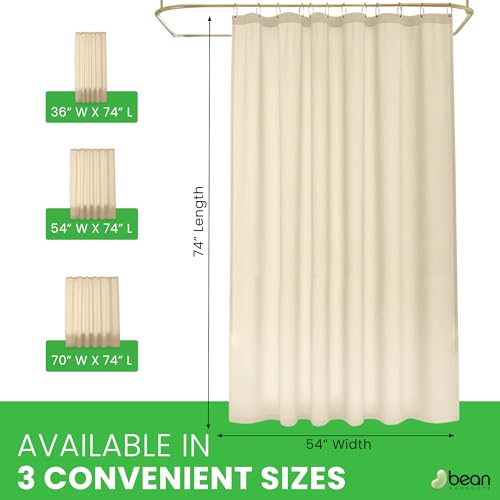 Bean Products Natural Cotton Wide Shower Stall Curtain Liner - 54x74 - color: Natural, size: 54"W x 74"L (Pack of 1)