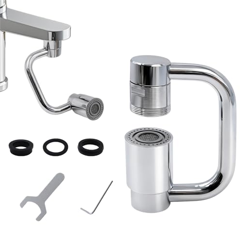Universal Faucets, 360 Rotatable U Shaped Faucet Extender 2 Modes Adjustable Faucet Aerator Head Replacement for Bathroom Kitchen