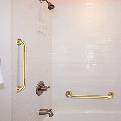 24 Inch Anti Slip Shower Grab Gold, Munzong Bathroom Grab Bar, Knurled Bathroom Balance Bar,Safety Hand Rail Support Handicap Elderly Injury Senior Assist Bath Handle | Heavy Duty Knurled Bathroom Balance Bar Safety Hand Rail Support Handicap Elderly Inju