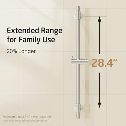 KES No Drill 30-Inch Shower Slide Bar with Adjustable Handheld Shower Head Holder, Self Adhesive, Universal Fit, SUS304 Brushed Stainless Steel Drill-Free for Bathroom, F209S78DF-BS - color: Brushed Finish, style: 30.7-Inch+Self-adhesive Mounted