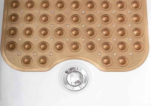 Extra-Long Non-Slip Bathtub & Shower Mat 39”x16” (Smooth/Non-Textured Tubs Only) Safe, Clean, Machine-Washable, Superior Grip&Drainage, Vinyl, Transparent Brown - color: Transparent Brown, size: 39" x 16" (Rectangular)