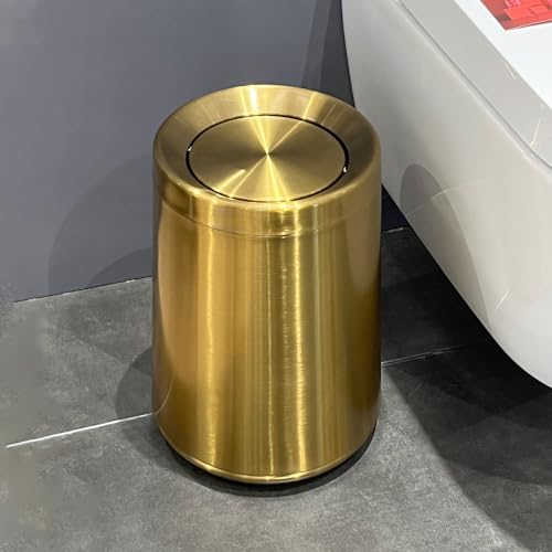 10 L/3 Gallen,Gold Small Trash Can for Bathroom,Brushed Stainless Steel Garbage Can with Flipping Lid,for Bathroom,Living Room,Bedroom,Hotel,Conference Room(Gold) - color: Gold
