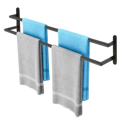 32Inch Double Towel Bar, JIAPAIDUO Towel Rack for Bathroom, Stainless Steel Double Bath Towel Bar, Wall Mounted Towel Holder, Matte Black - color: Black-32inch-b
