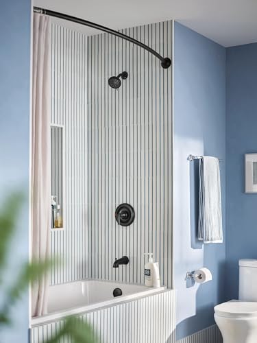 Moen CSR2165BLCurved Shower Rods AC 60" Curved Fixed Mount Shower Curtain Rod with Pivoting Flanges